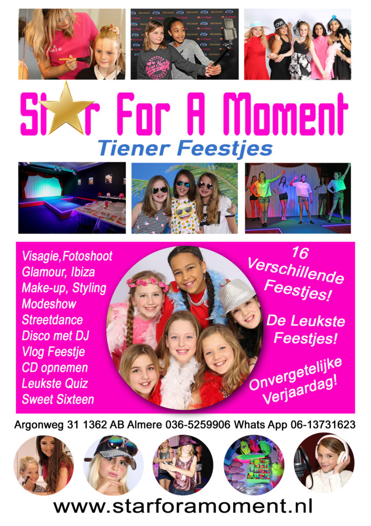 kinderfeestje tienerfeestje flyer visagie fotoshoot